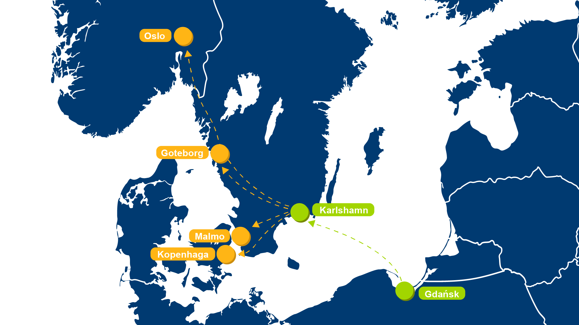 Map of the Gdańsk – Karlshamn route