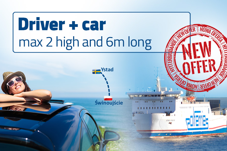 Driver + car max 2m high and 6m long | Świnoujście - Ystad